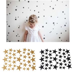 Stickers muraux étoiles chambre bébé (39 pièces) – Couleur or, argent, blanc, noir