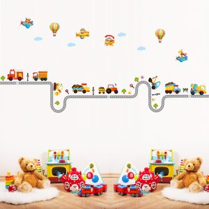 Stickers muraux engins (camions, voitures, avions) – Chambre bébé garçon