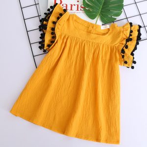 Robe fille mi-longue, jaune ou blanche – GUADALUPE