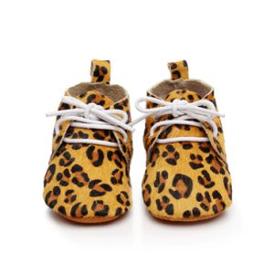 Mocassins en cuir, peau de panthère / zèbre, pour bébé 0-24 mois