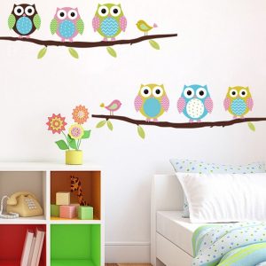Sticker mural 6 hiboux – Déco chambre enfant