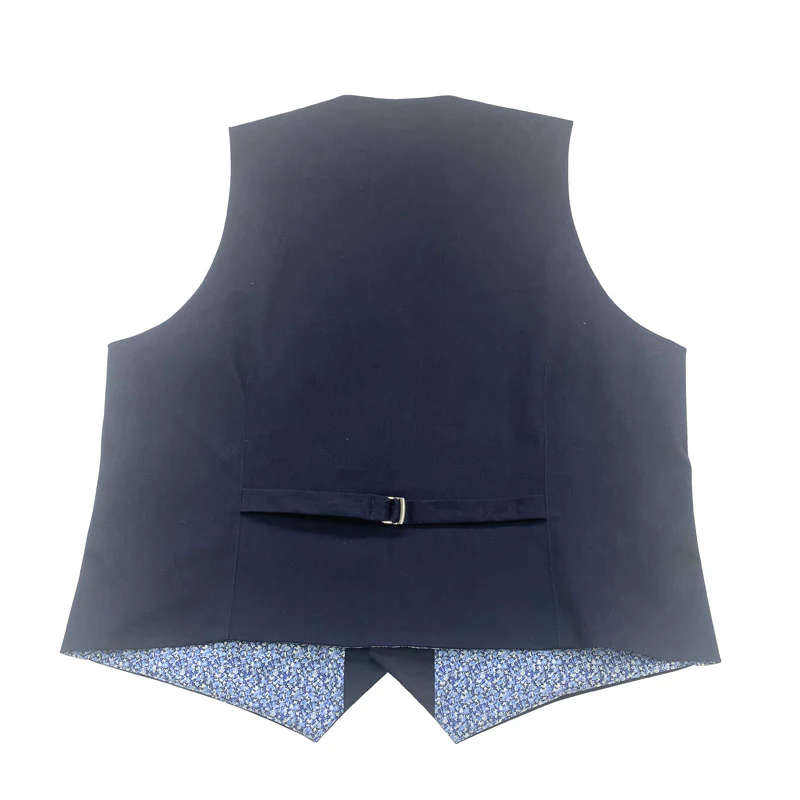 Gilet Col Revers en coton stretch bleu marine – Image 2