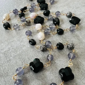 Collier VERA perles noires et grises