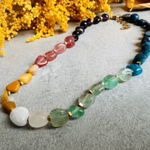 Collier MARIE-GALANTE ras de cou perles multicolores