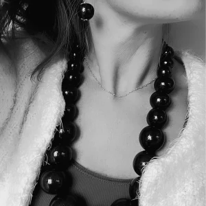 Collier SORAYA perles noires en bois