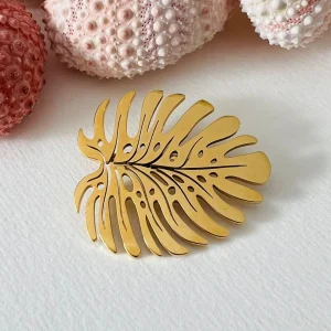 Broche HOLIDAYS feuille tropicale