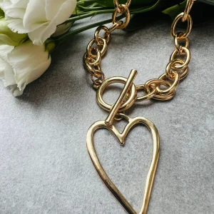 Collier TORI doré pendentif cœur,