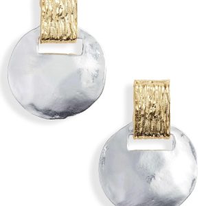 E63079 Boucles d'oreilles pendantes courtes métaux mixtes - Karine Sultan