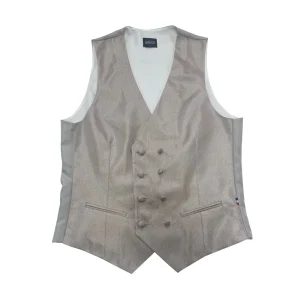 Gilet Blazer en soie beige à motif