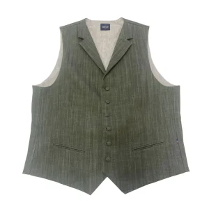 Gilet Col Revers en jean kaki, dos lin