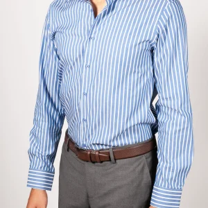 CHEMISE BLEU A RAYURES BLANCHE