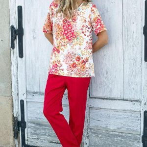 Grenouillère de jour – MC/JL – Rouge fleuri
