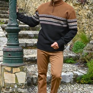 Pull col zippé – Marron