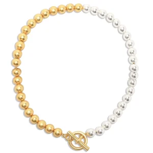 N80085 Collier chaîne perles métaux mixtes - Karine Sultan