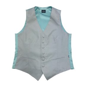 Gilet Mug micro imprimé Jacquard et Dos Vert d'Eau