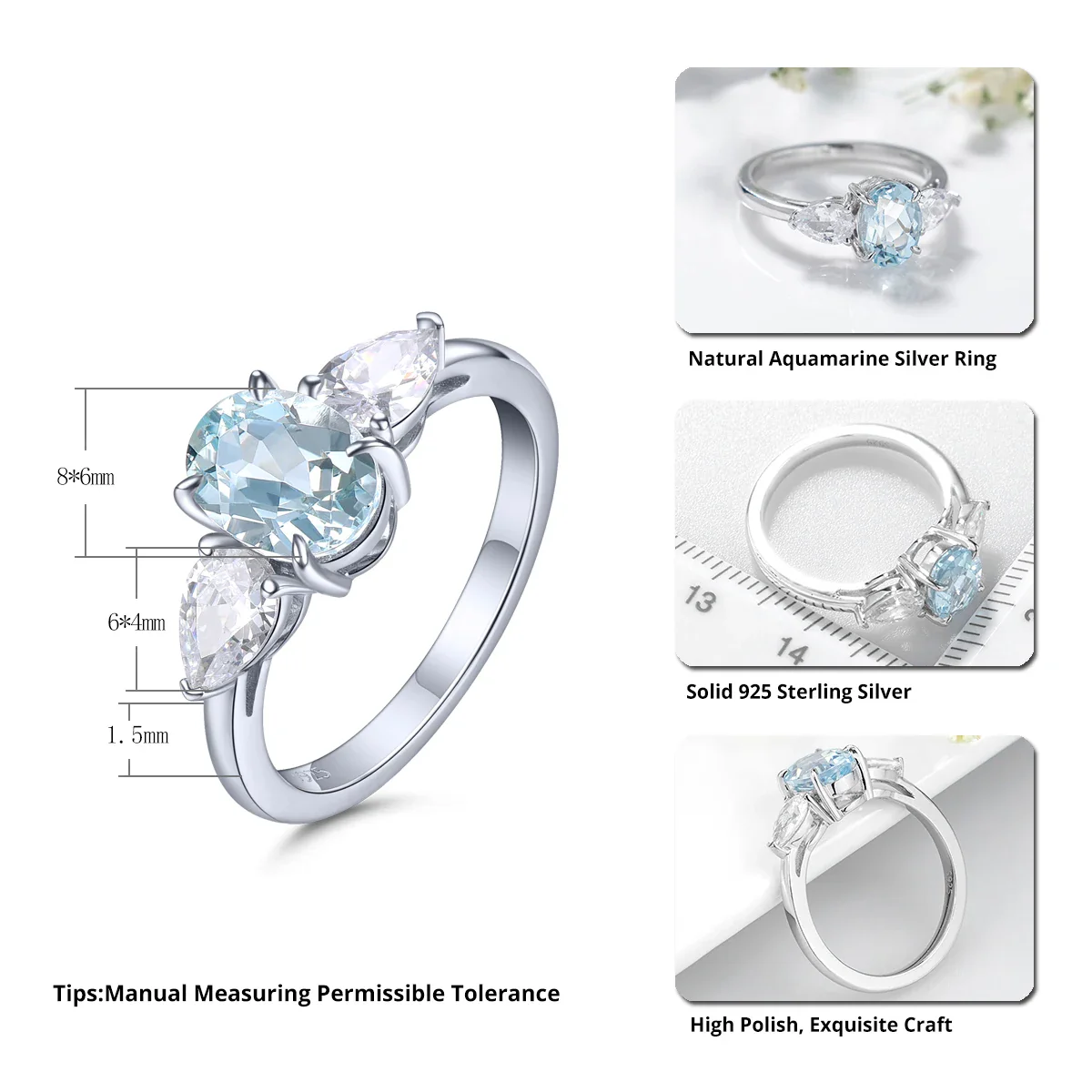 Aigue Marine Bague – Image 5