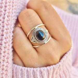 Bague pierre noire