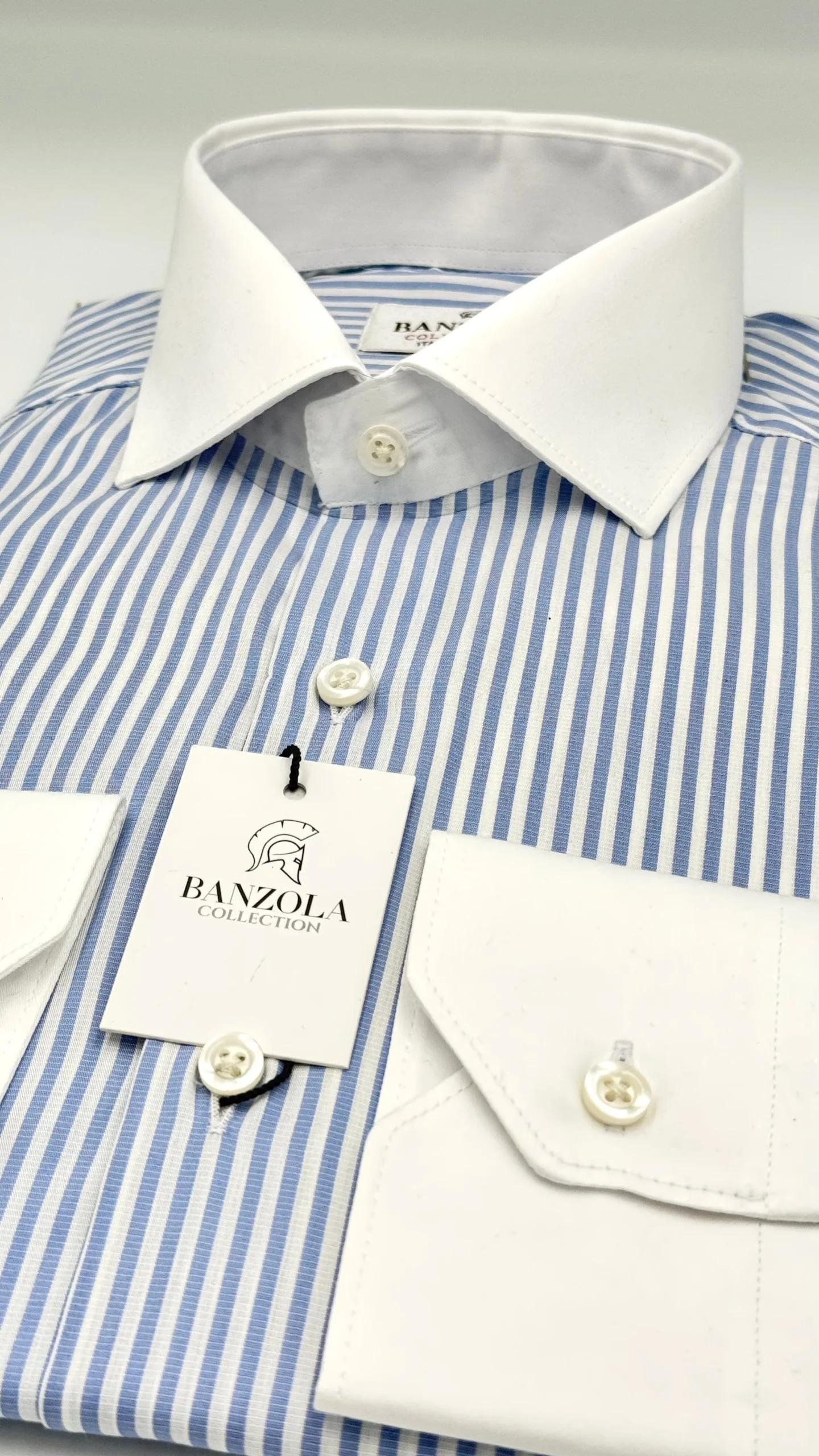 CHEMISE TORINO BLANCHE A RAYURES BLEU - EXCELSIOR – Image 5
