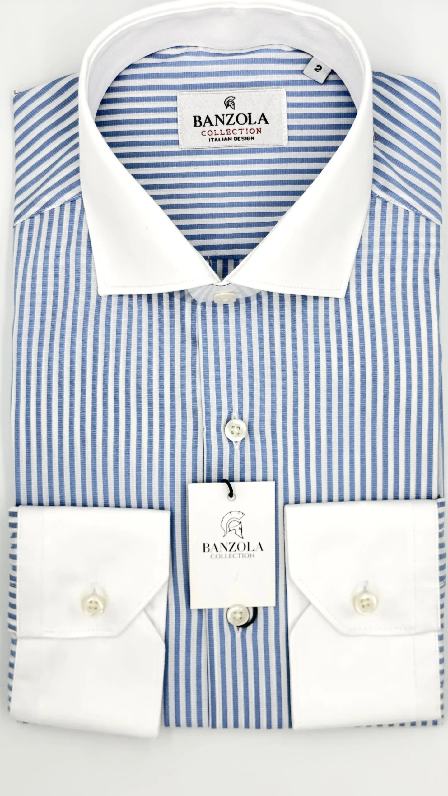 CHEMISE TORINO BLANCHE A RAYURES BLEU - EXCELSIOR – Image 3