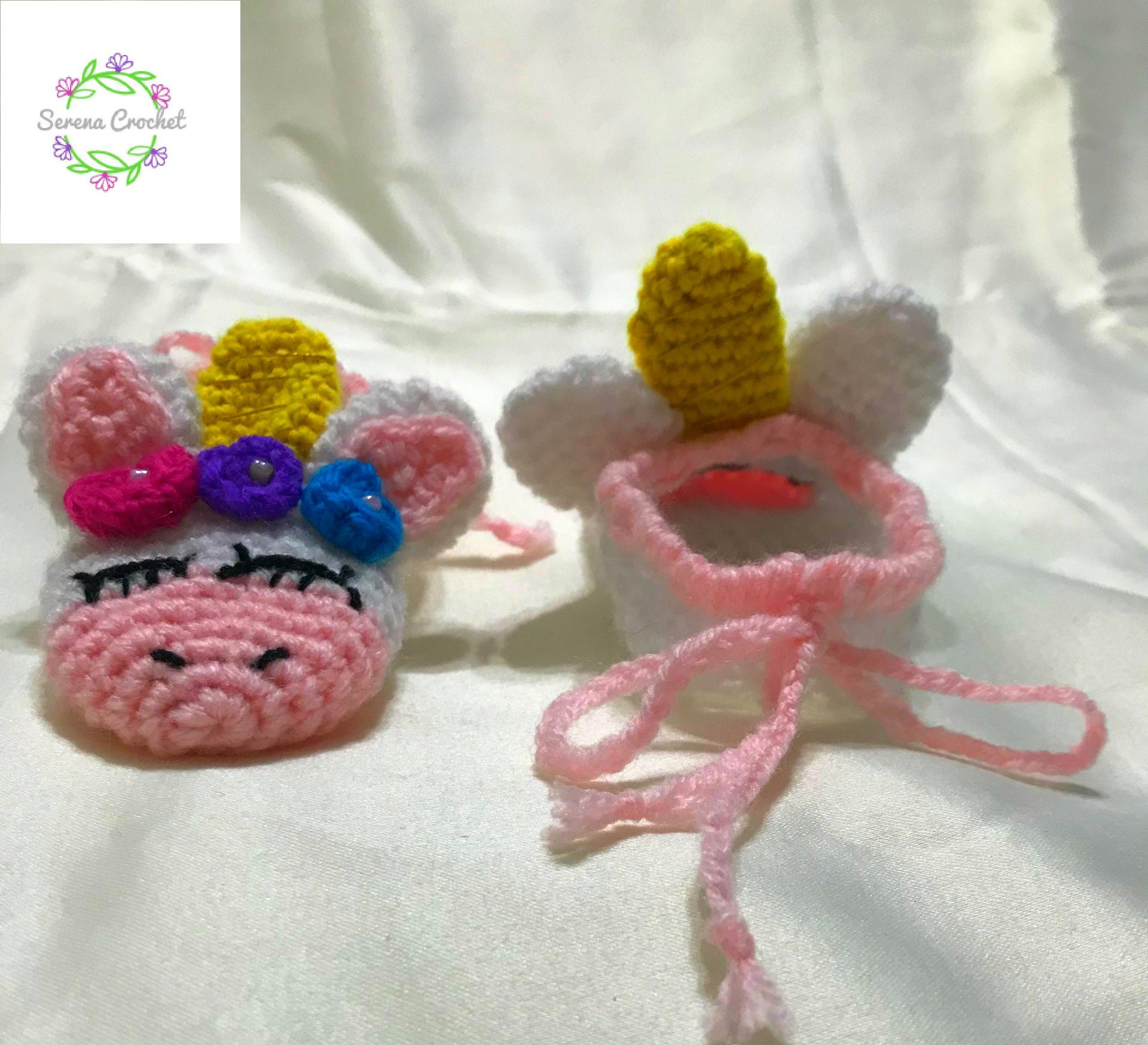 Chaussures licorne blanche et rose au crochet – Image 5