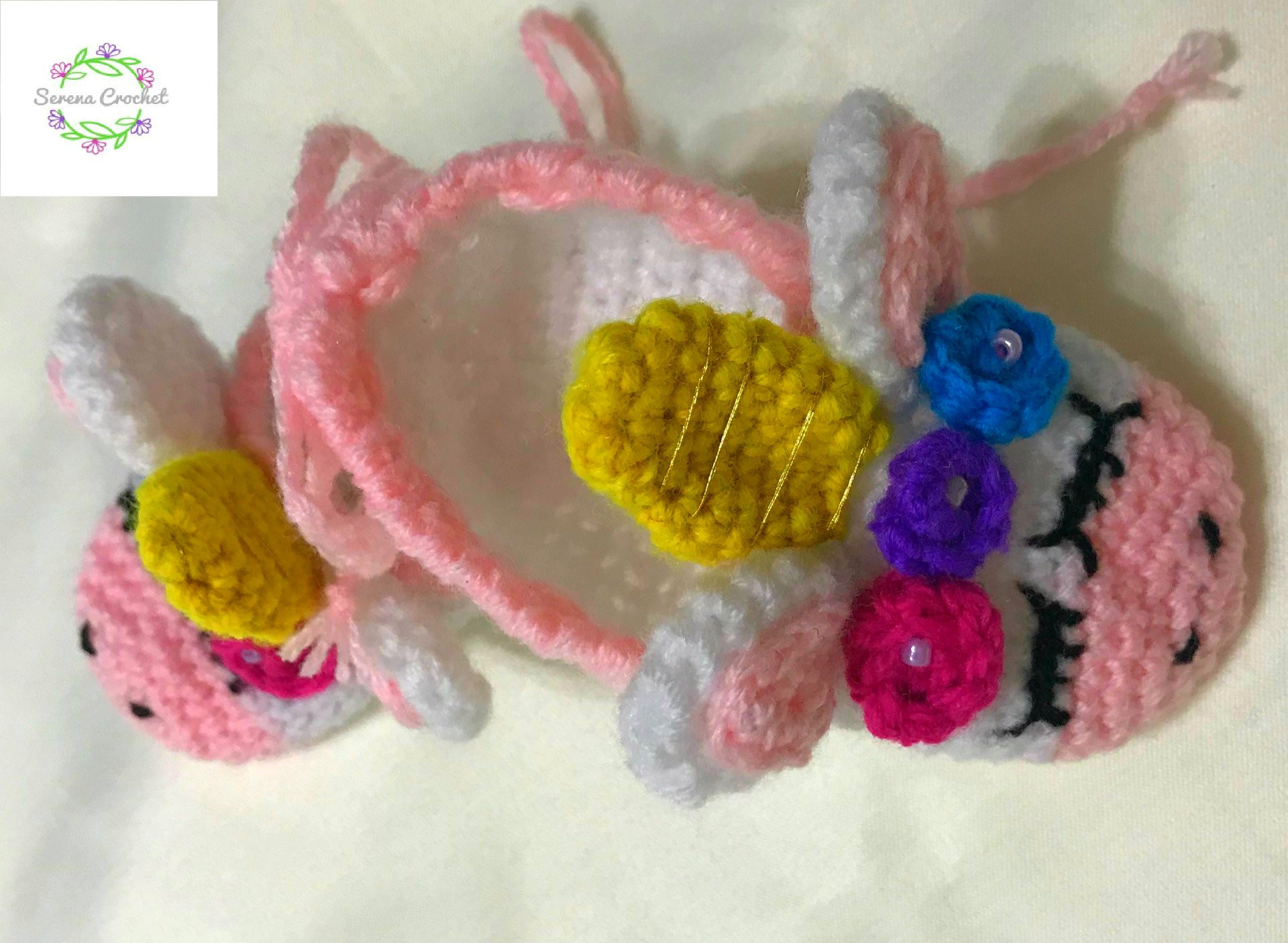 Chaussures licorne blanche et rose au crochet – Image 7