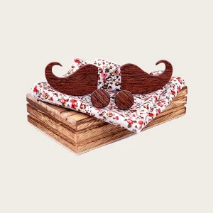 Coffret Noeud Papillon en Bois Homme - Moustache