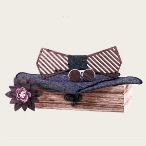 Coffret Noeud Papillon en Bois Homme - Pommier