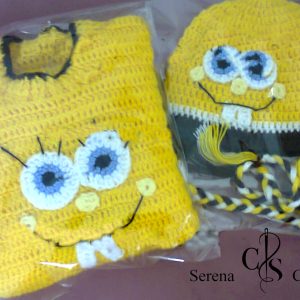 Pull et bonnet bob l’éponge au crochet