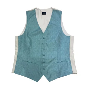 Gilet Mug Jacquard Façonné Vert d'Eau, dos ivoire