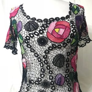 Pull au crochet irlandais demi manche fait main