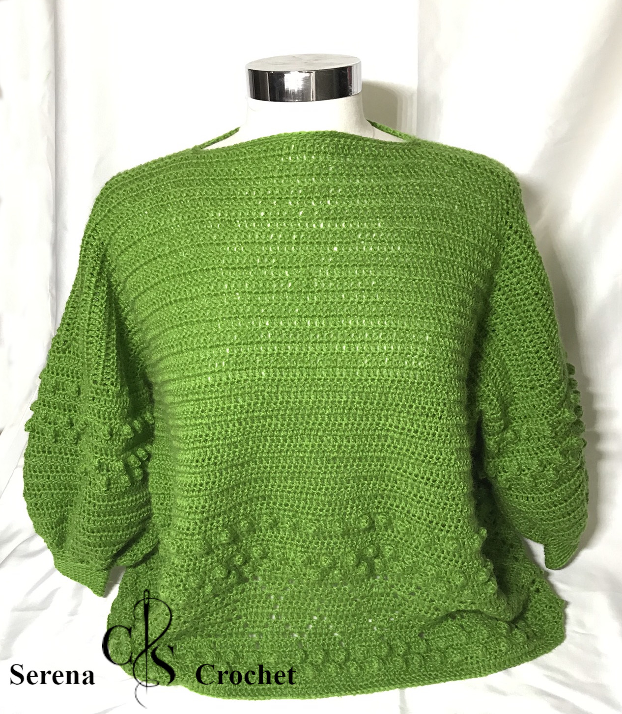 Pull style oversized vert au crochet
