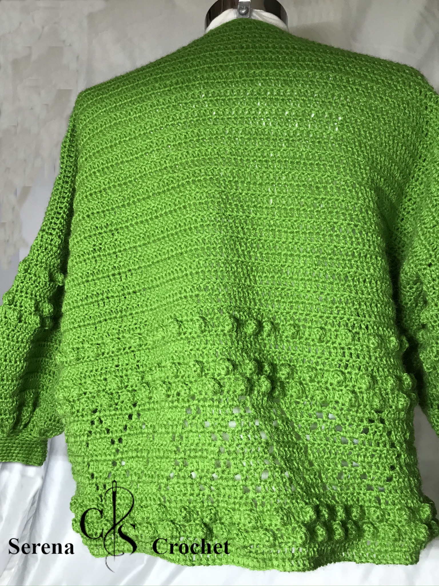 Pull style oversized vert au crochet – Image 7