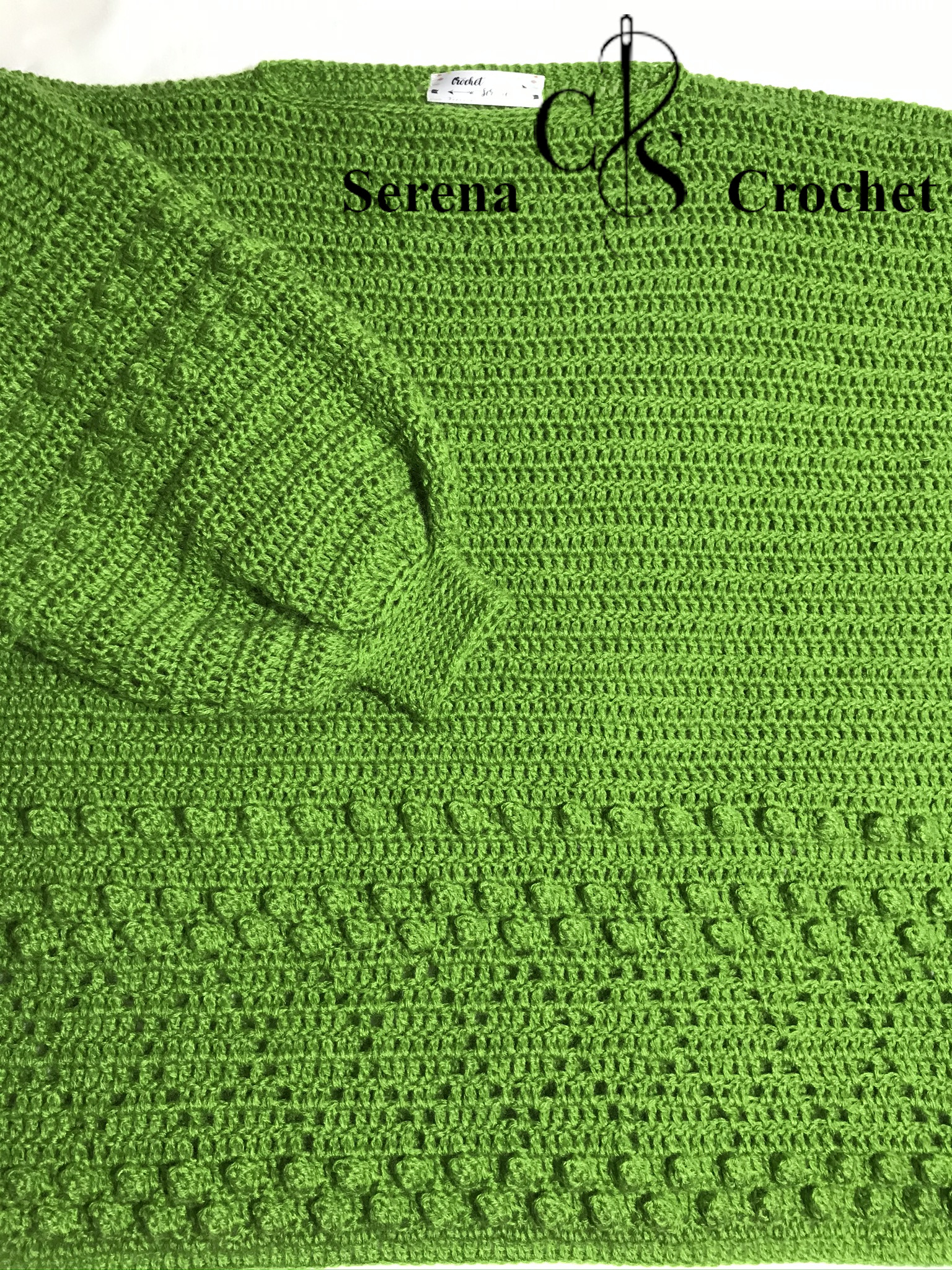 Pull style oversized vert au crochet – Image 3