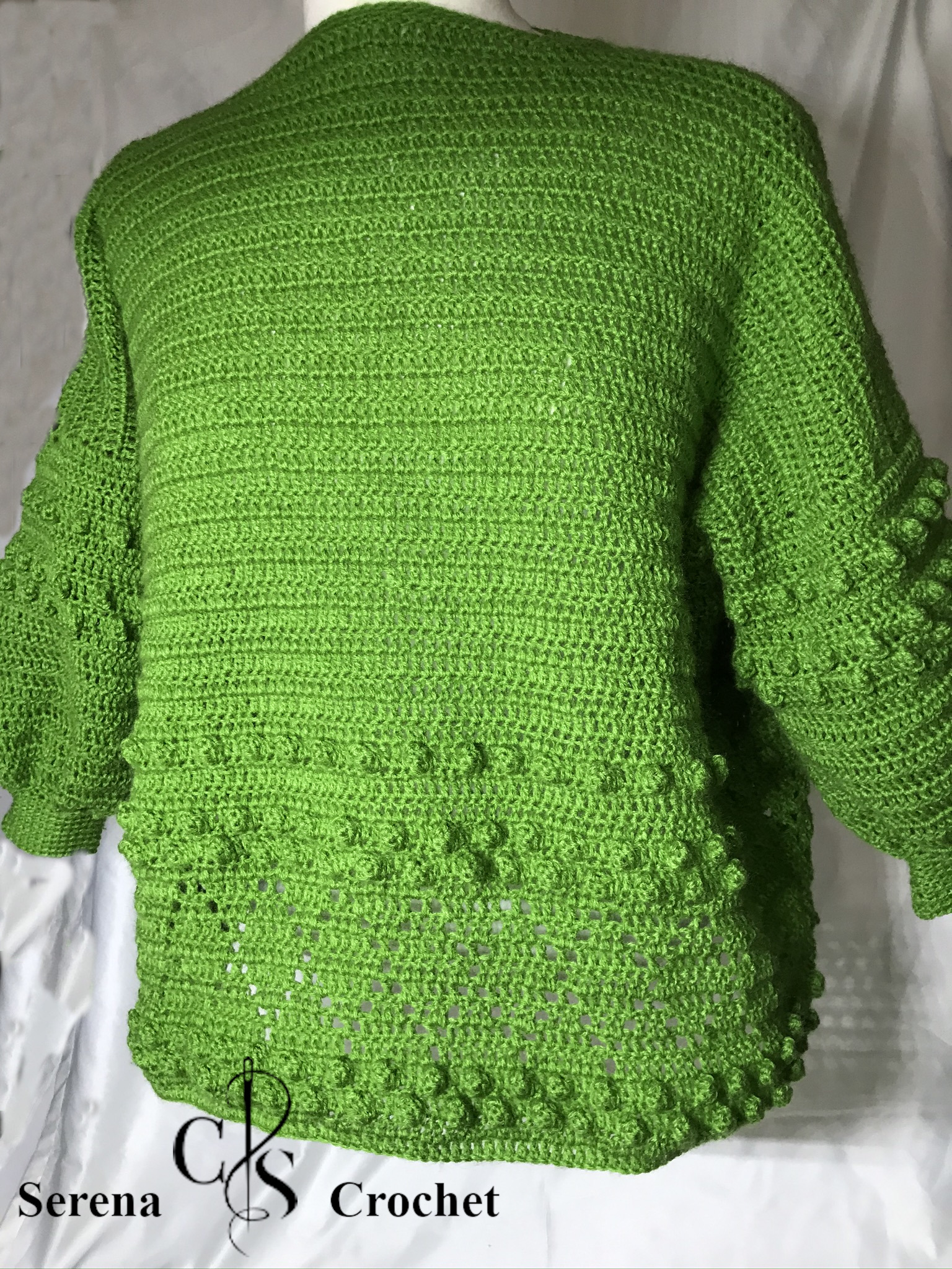 Pull style oversized vert au crochet – Image 4