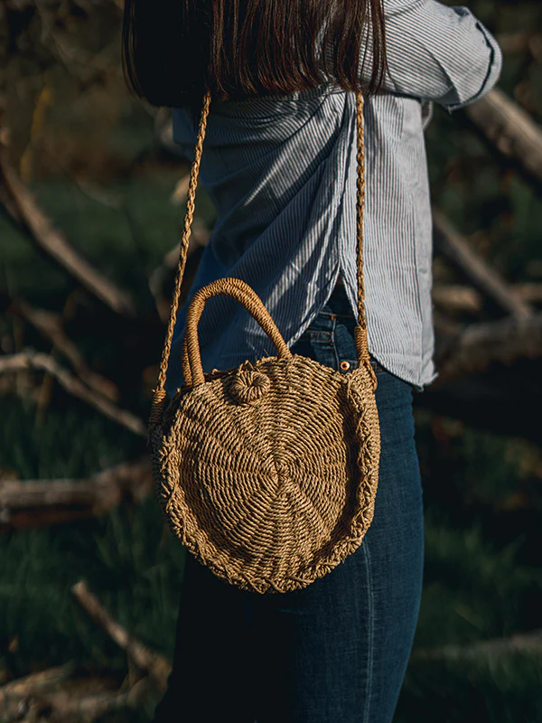 Sac en Paille Rond - Saule – Image 2